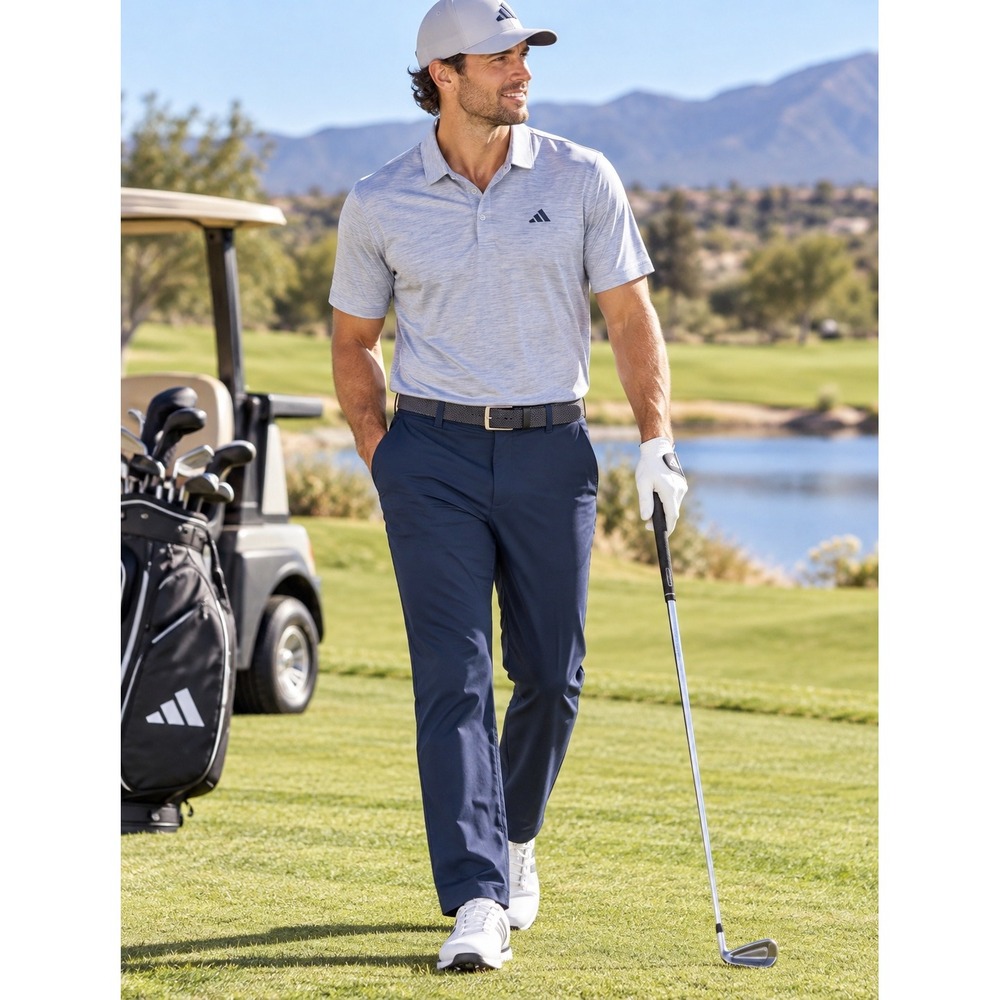 Adidas Mens Navy Blue Golf Pants Performance Stretch Flat Front Trousers 37x29